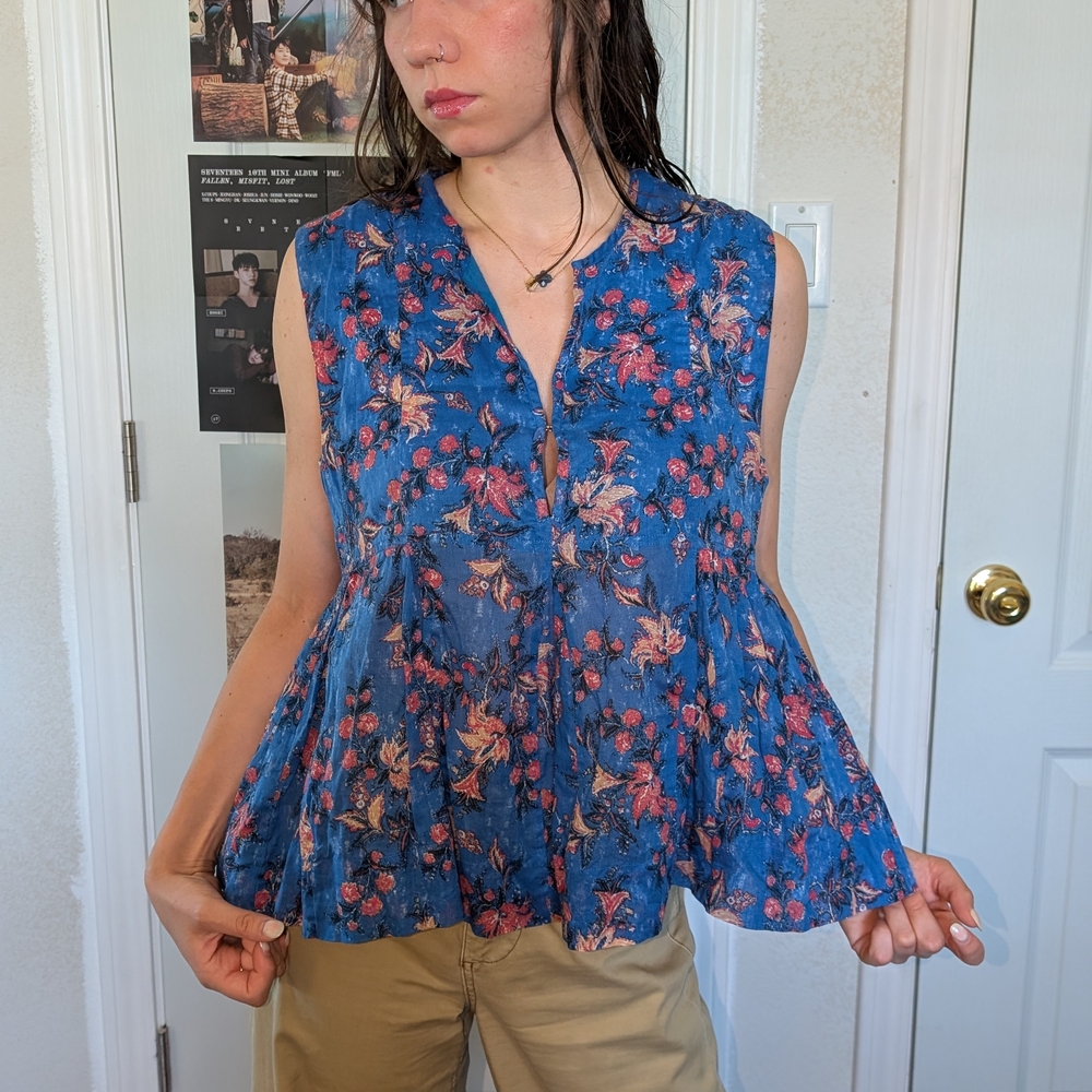 Isabel Marant Étoile Blue and Pink Floral Blouse